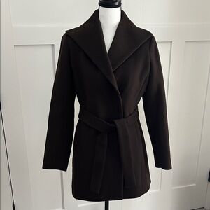 Calvin Klein Dark Brown Trench Style Wool Coat